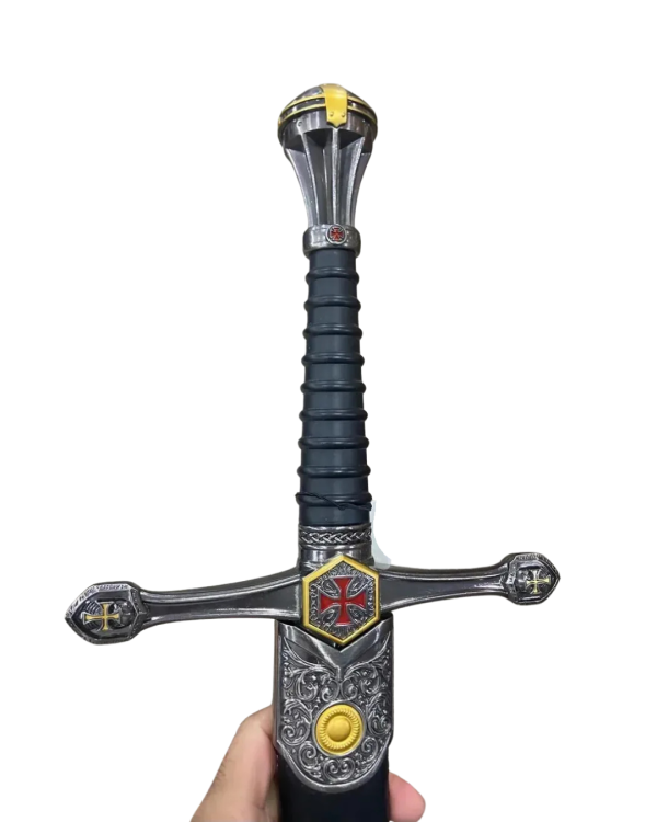 Espada Medieval Templária Em Metal Com Bainha E Suporte 99cm Cor Preto