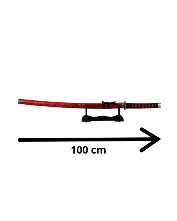 Espada Decorativa Vermelha Japonesa Katana 100cm