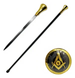 Bengala Espada Maçonaria 91cm Metal Dourada
