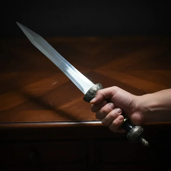 Adaga Medieval Romana Gladius Em Metal Sem Corte Cor Preto