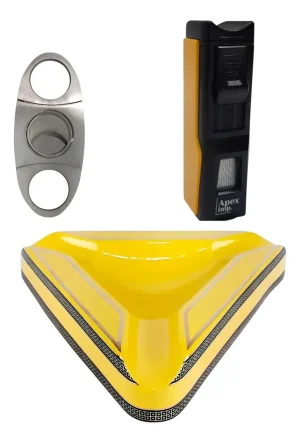 kit Cortador De Charutos Com Cinzeiro e Isqueiro Integrado