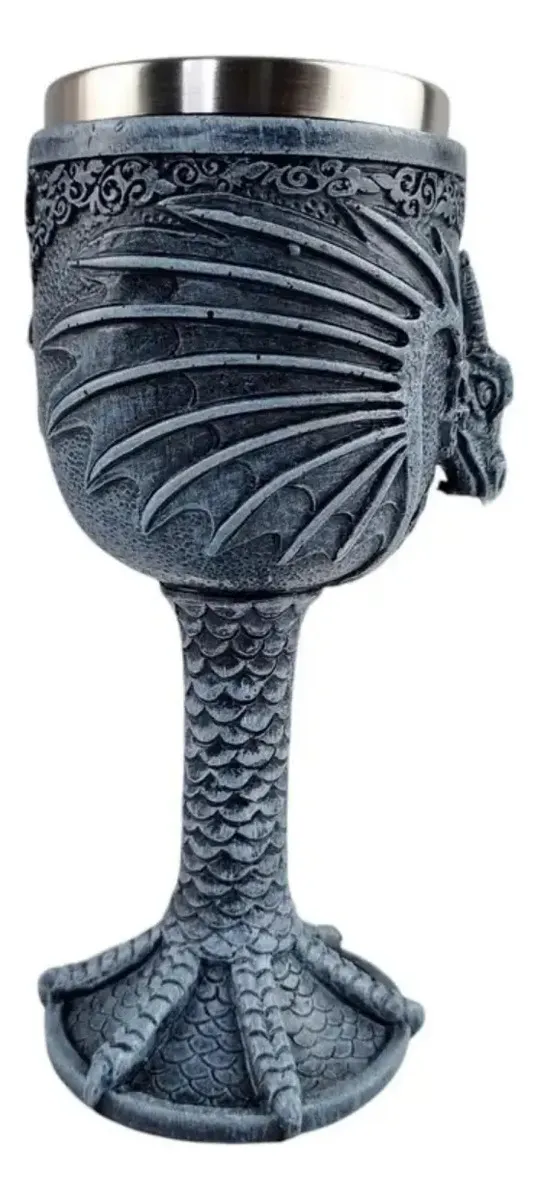 Taça Medieval Dragão 180ml Cinza  Claro