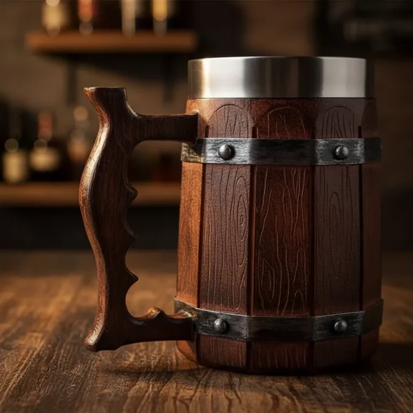 Caneca Modelo Barril Medieval Inox 550 Ml