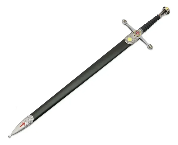 Espada Medieval Templária Em Metal Com Bainha E Suporte 99cm Cor Preto