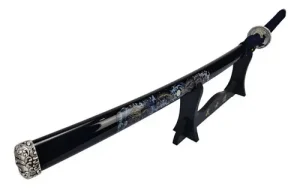 Espada Katana Decorativa Dragão Chinês Azul Bainha Preta