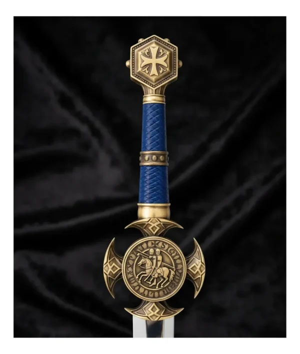 Espada Cavaleiro Templário Medieval Azul-dourada