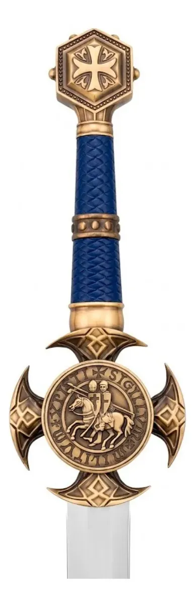Espada Cavaleiro Templário Medieval Azul-dourada