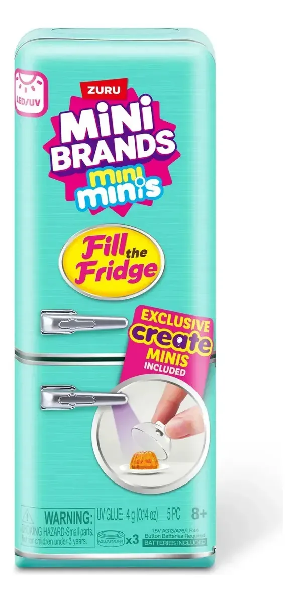 Mini Geladeira Minis Brand Com 2 Cápsulas Surpresas Coleção Azul-turquesa
