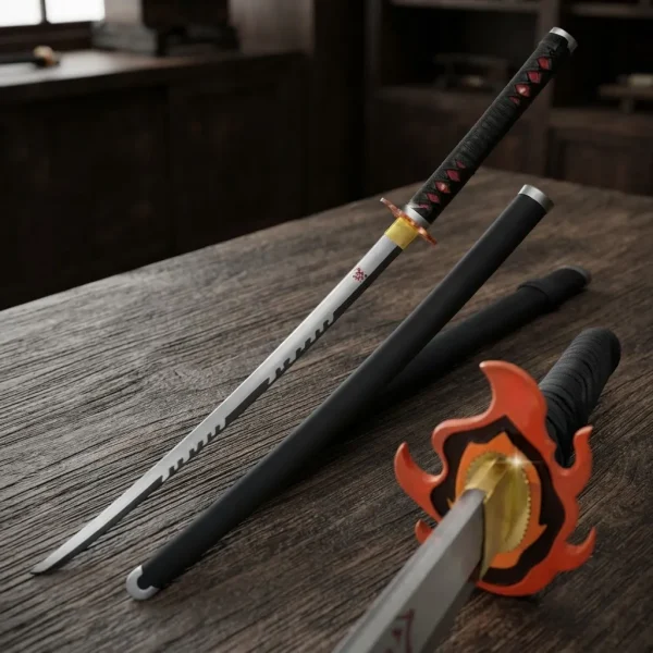 Katana Tanjiro V2 Rengoku Demon Slayer Bambu Suporte