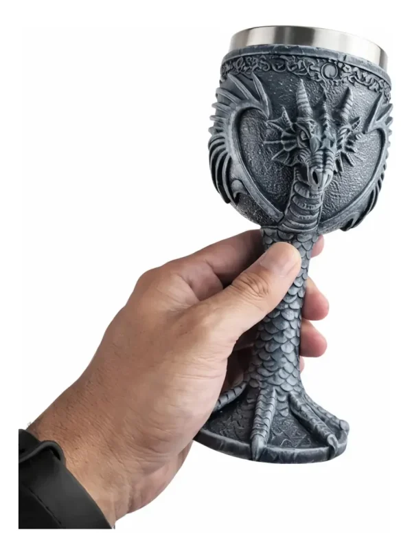 Taça Medieval Dragão 180ml Cinza  Claro