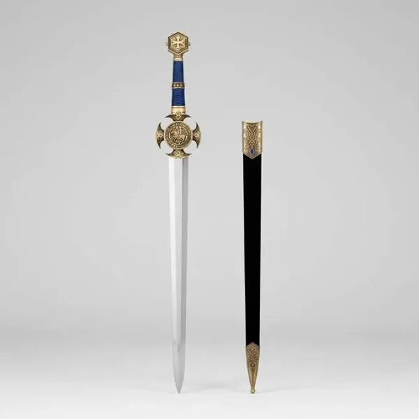Espada Cavaleiro Templário Medieval Azul-dourada