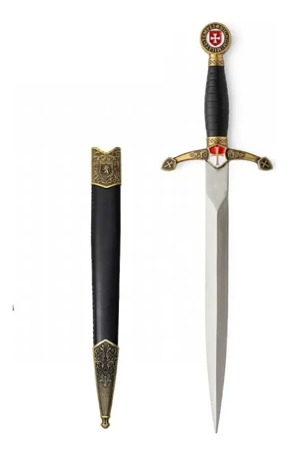 Adaga Cavaleiro Templário Medieval 54 Cm Com Bainha