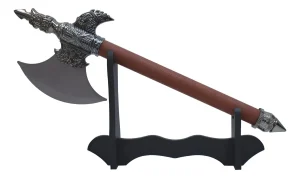 Machado Medieval Viking 45cm Decorativo C/ Suporte