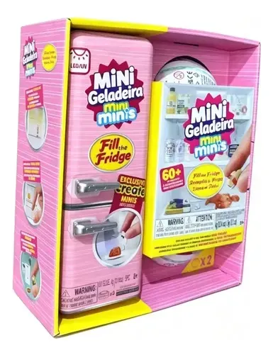 Mini Geladeira Infantil Cor Rosa Acompanha 2 Cápsulas