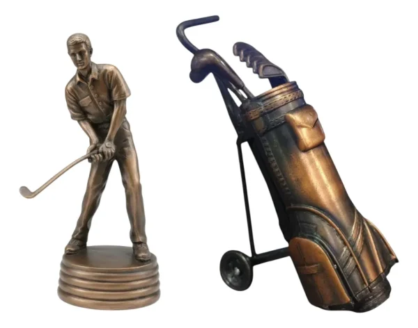 Kit Jogador Golfe+ Bolsa De Taco Miniatura Estatuetas