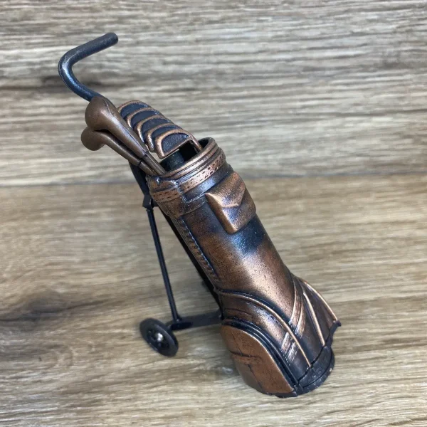 Kit Jogador Golfe+ Bolsa De Taco Miniatura Estatuetas