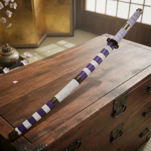 Espada Katana Luffy Nidai Kitetsu Lmina Bambu Com Suporte
