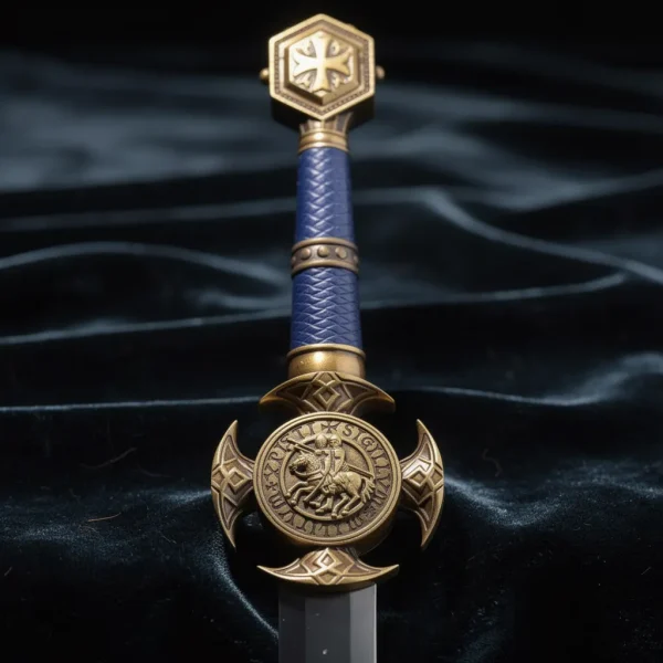 Espada Cavaleiro Templário Medieval Azul-dourada