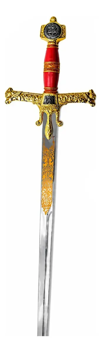 Espada Medieval Reis Davi Salomão Detalhe Dourado Com Suporte  Cor Vermelho