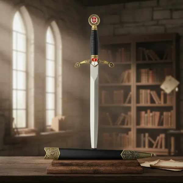 Adaga Cavaleiro Templário Medieval 54 Cm Com Bainha
