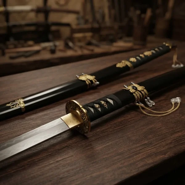 Espada Katana Touken Ranbu Kuninaga Preta Em Aço