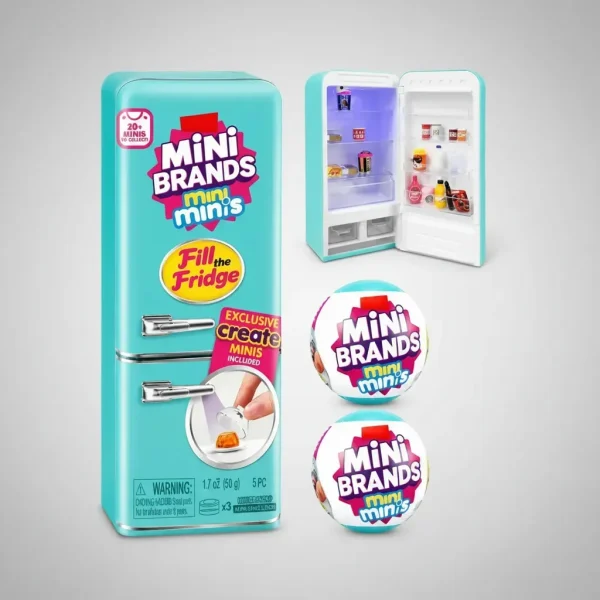 Mini Geladeira Minis Brand Com 2 Cápsulas Surpresas Coleção Azul-turquesa