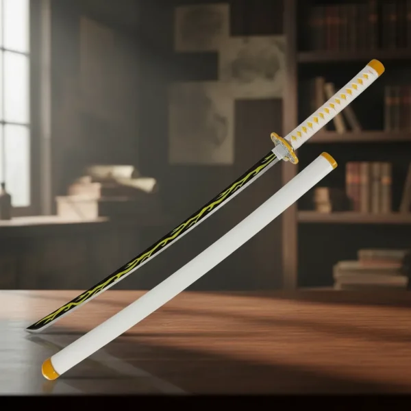 Katana Zenitsu Demon Slayer Branca Lamina Metal