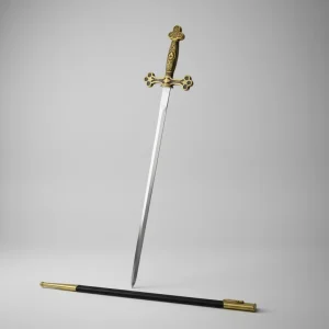 Espada Cerimonial Maçônica Triangulo Compasso E Bainha 84cm