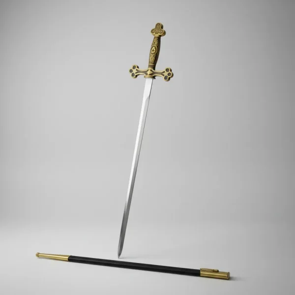 Espada Cerimonial Maçônica Triangulo Compasso E Bainha 84cm