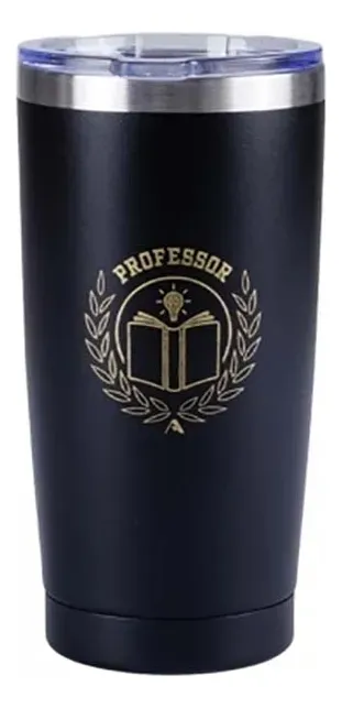 Copo Térmico Professor  Cor Preta Com Tampa
