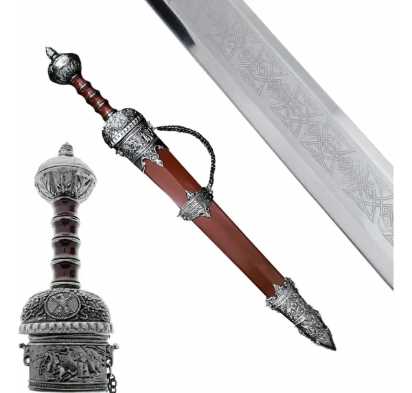 Espada Romana Medieval Gladius Gladiador Aço Com Bainha