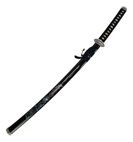 Espada Katana Decorativa Dragão Chinês Azul Bainha Preta