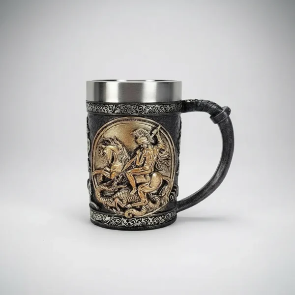Caneca São Jorge 600 Ml Aço Inox E Resina 3d