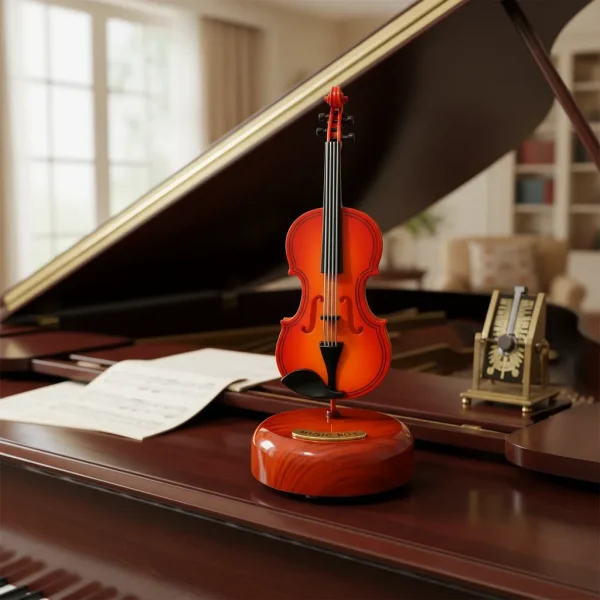 Mine Violino Caixa Musical Giratória Na Base Altura 20cm