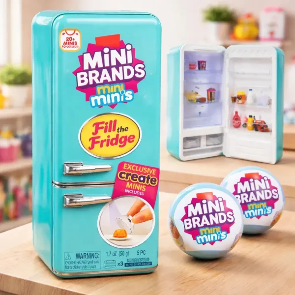 Mini Geladeira Minis Brand Com 2 Cápsulas Surpresas Coleção Azul-turquesa