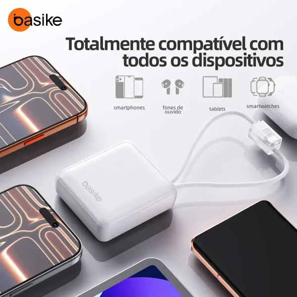 Carregador Pawer Bank 10,000 Mah Ios Android Branco Portátil