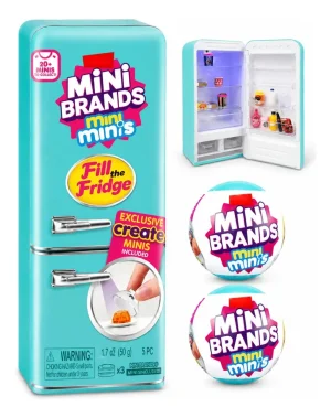Mini Geladeira Minis Brand Com 2 Cápsulas Surpresas Coleção Azul-turquesa