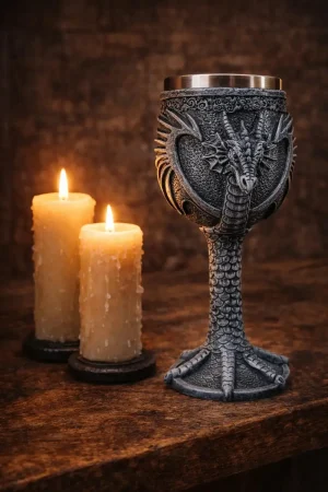 Taça Medieval Dragão 180ml Cinza  Claro