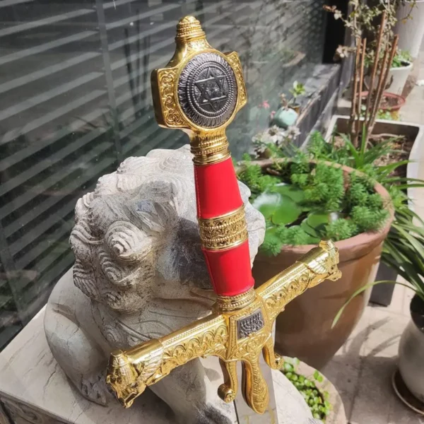 Espada Medieval Reis Davi Salomão Detalhe Dourado Com Suporte  Cor Vermelho