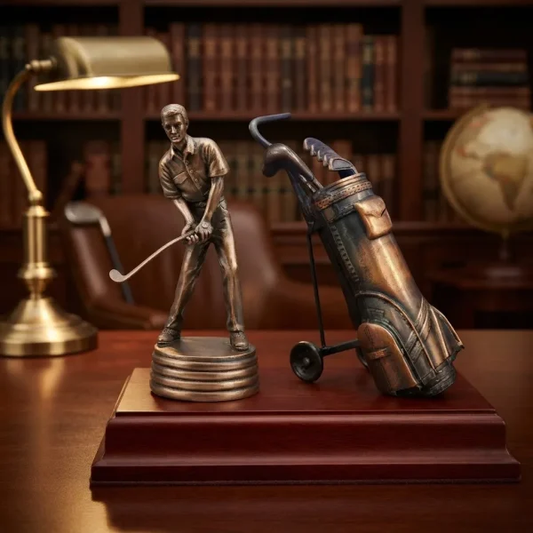 Kit Jogador Golfe+ Bolsa De Taco Miniatura Estatuetas
