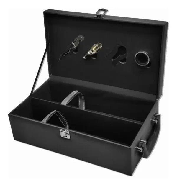 Maleta Para 2 Vinhos Com Kit Acessórios 4 Peças