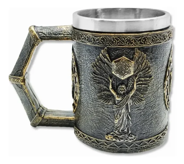 Caneca Medieval Anjo Viking Valquíria Inox 400 Ml