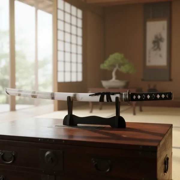 Espada Decorativa Branca Japonesa Katana 100 Cm