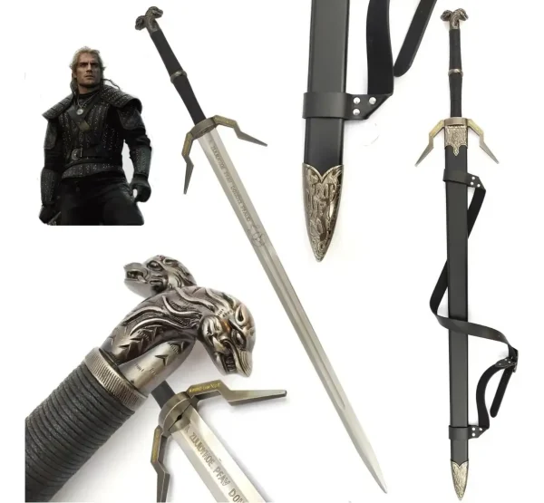 Espada Prata The Witcher 3 Wild H. Geralt Suporte parede