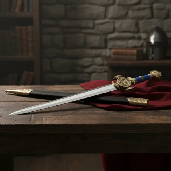 Espada Cavaleiro Templário Medieval Azul-dourada