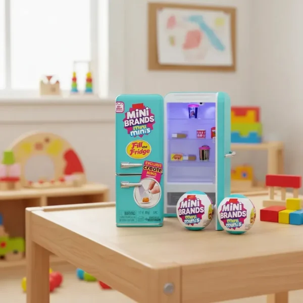 Mini Geladeira Minis Brand Com 2 Cápsulas Surpresas Coleção Azul-turquesa