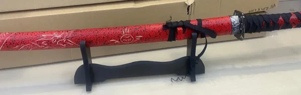 Espada Decorativa Vermelha Japonesa Katana 100cm