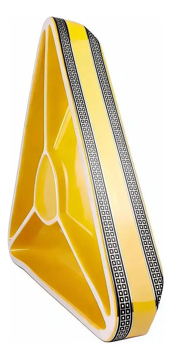 Cinzeiro amarelo para 3 charutos triangular