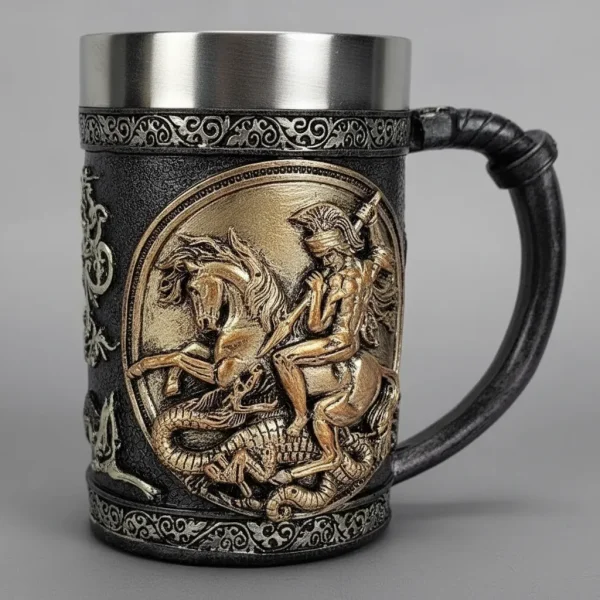 Caneca São Jorge 600 Ml Aço Inox E Resina 3d