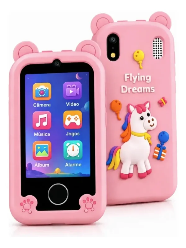 Celular Infantil Brinquedo Telefone Criança Unicórnio Rosa